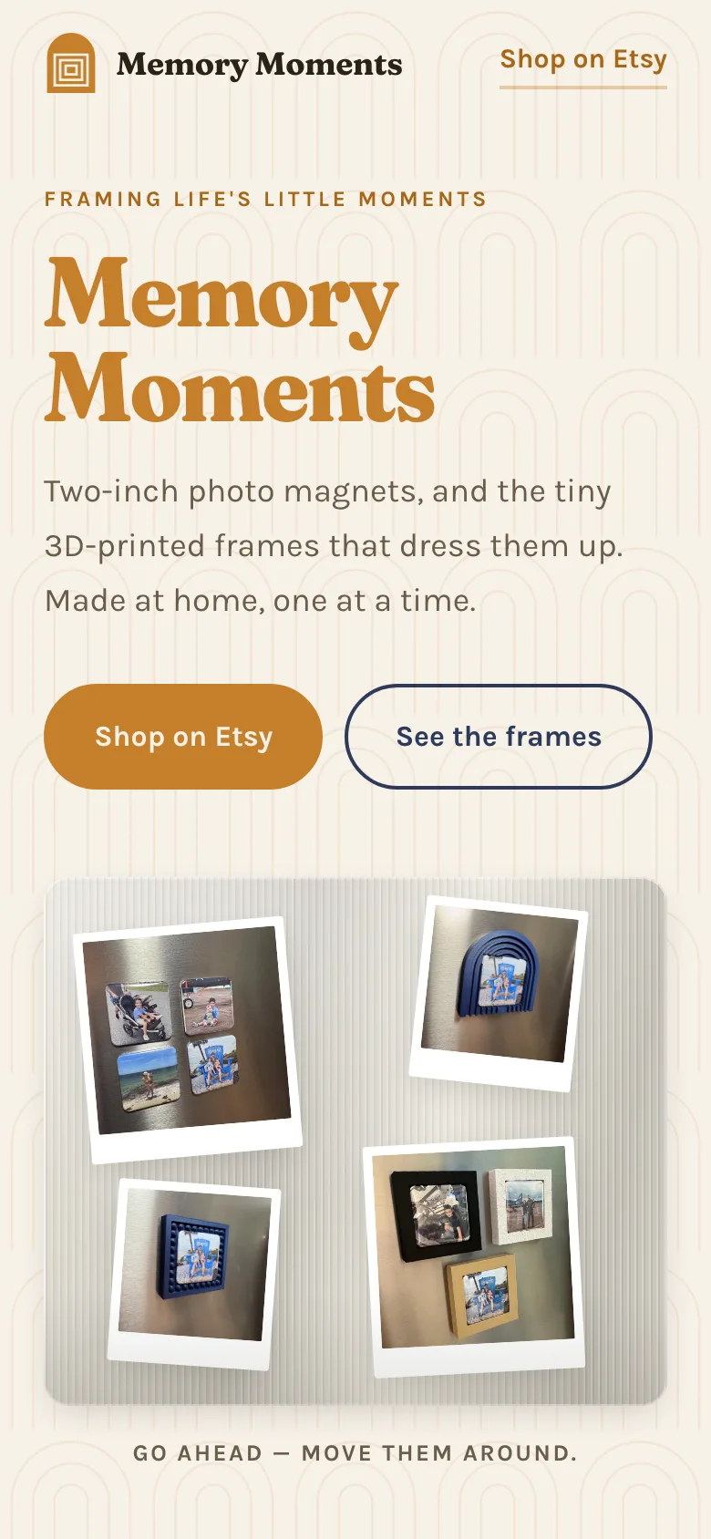 Memory Moments on a phone, with the same product gallery